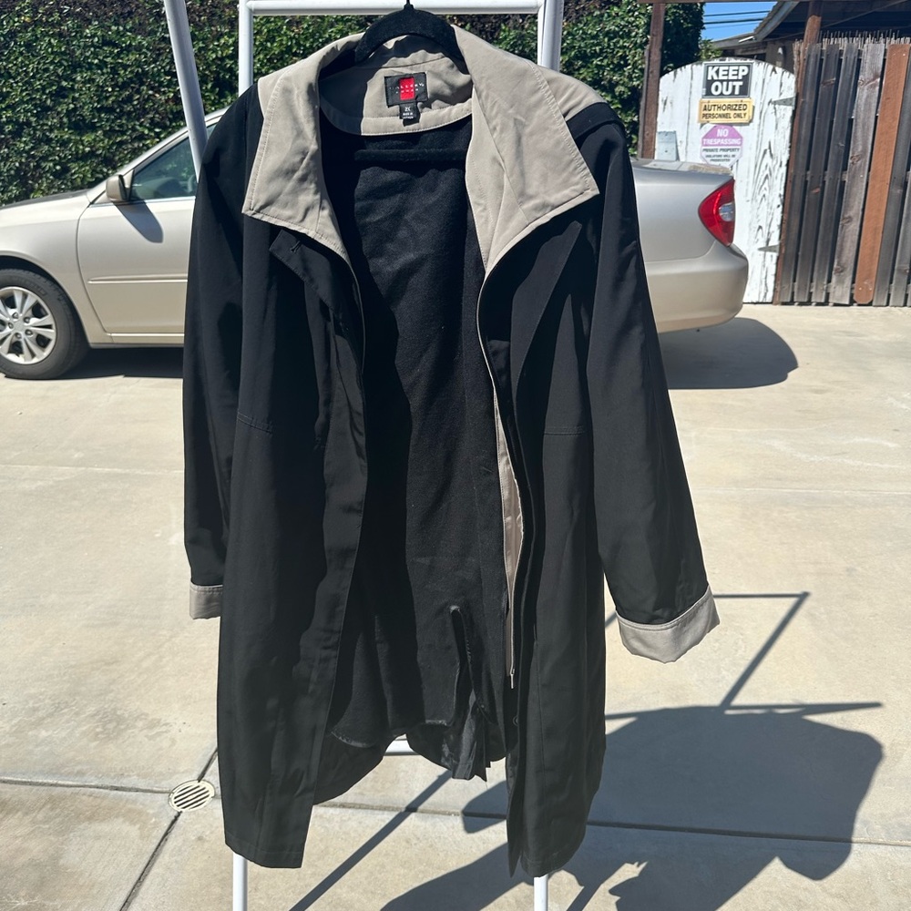 Gallery Black and Gray Trench Coat